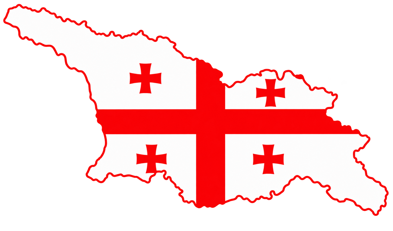 Map of Georgia in the colors of the Georgian flag